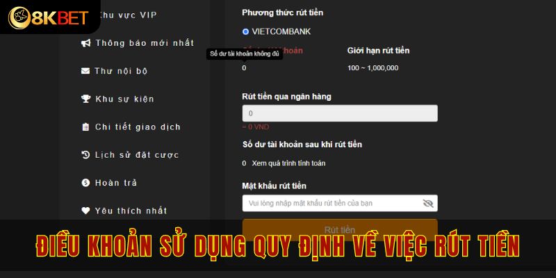 Điều khoản quy định về quá trình người chơi rút tiền